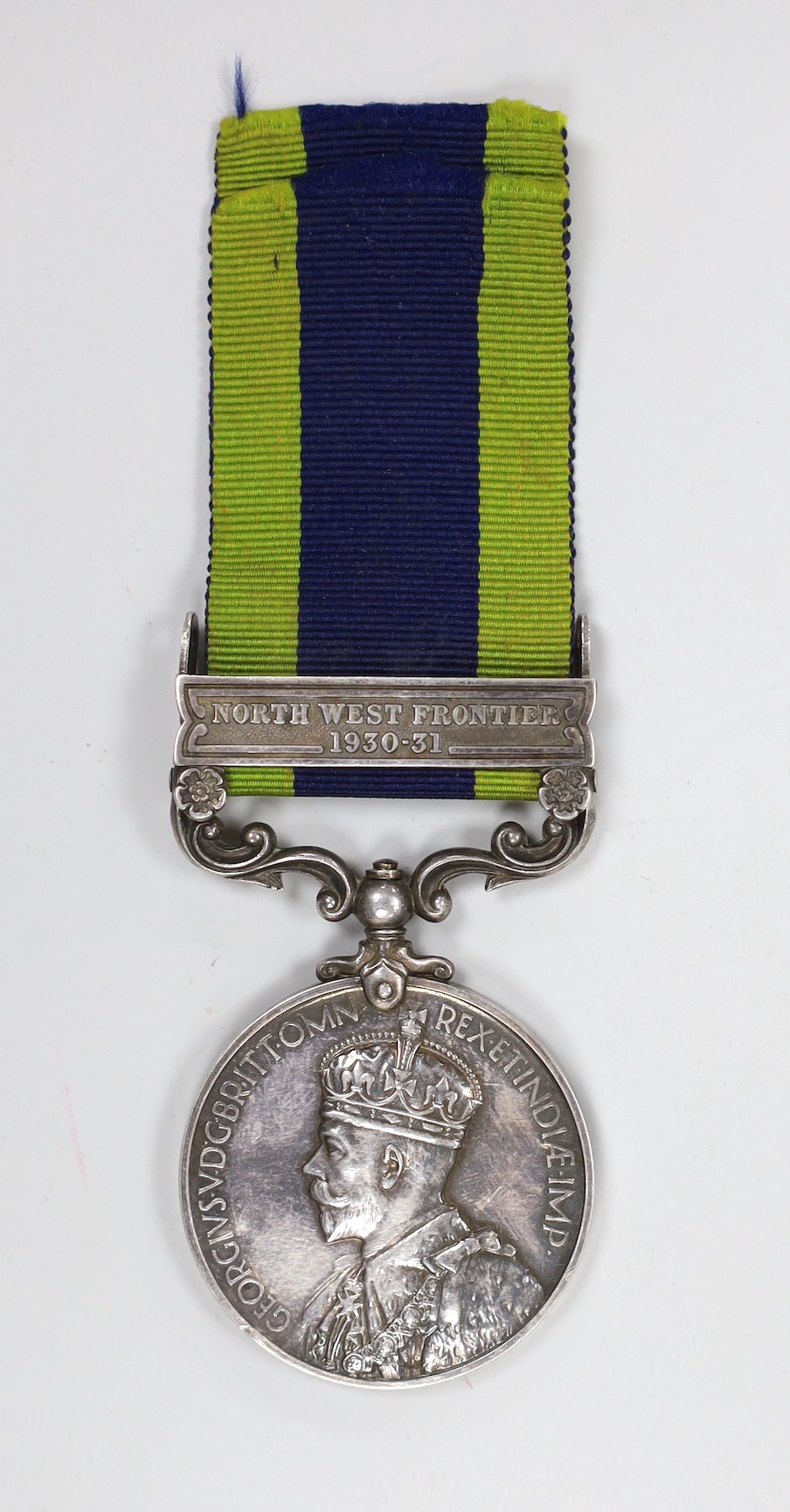 A George V Indian GSM with North West Frontier 1930-31 clasp to PTE. F.A. KINGSHOTT, R SUSSEX R